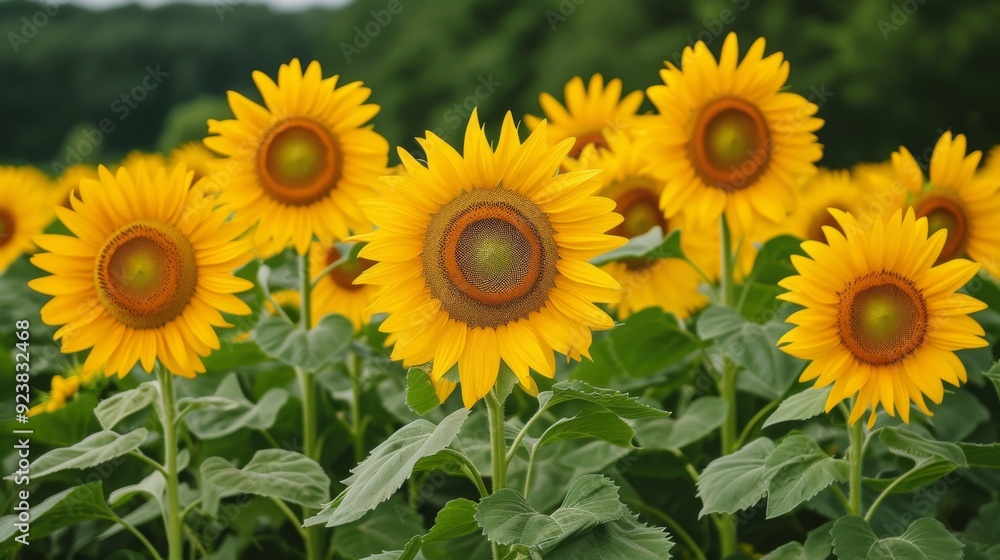A field of sunflowers in full bloom A field of sunflowers in full bloom