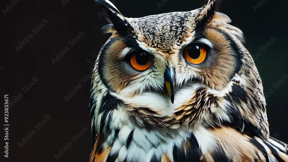 Majestic eurasian eagle-owl exhibiting intense stare in close-up Majestic eurasian eagle-owl exhibiting intense stare in close-up