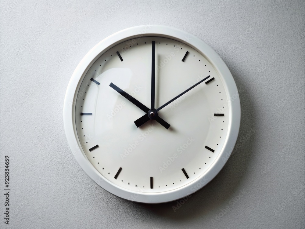 A classic white wall clock with black numbers and hands stuck to the wall, silently keeping track of time in a modern Indonesian setting. A classic white wall clock with black numbers and hands stuck to the wall, silently keeping track of time in a modern Indonesian setting.