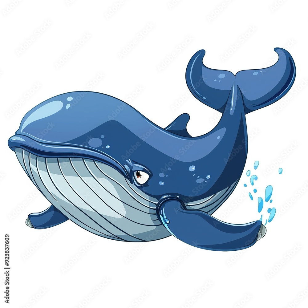 Naklejka premium blue whale Guilt emotion fantasy animal cartoon isolated whitebackground
