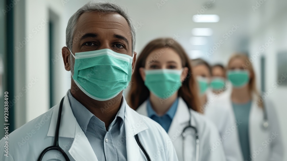 The doctors in protective masks The doctors in protective masks