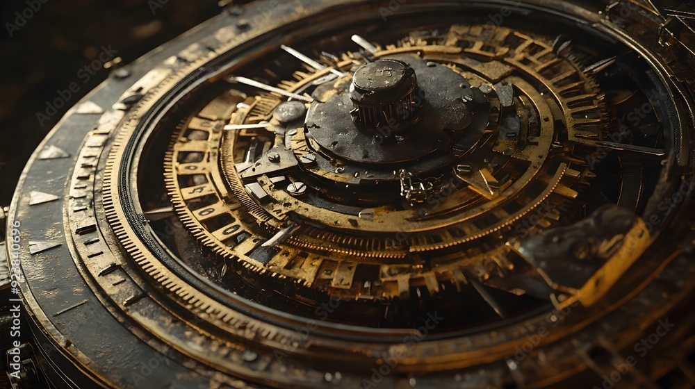 Fototapeta premium Antique Sundial Mechanism with Tactile Pantograph and Typewriter Inspired Input Panel