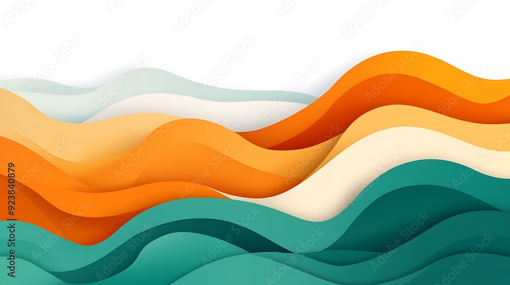 Futuristic Orange and Teal 3D Abstract Vector Landscape on White Background - Modern Design Elements with Waves Futuristic Orange and Teal 3D Abstract Vector Landscape on White Background - Modern Design Elements with Waves