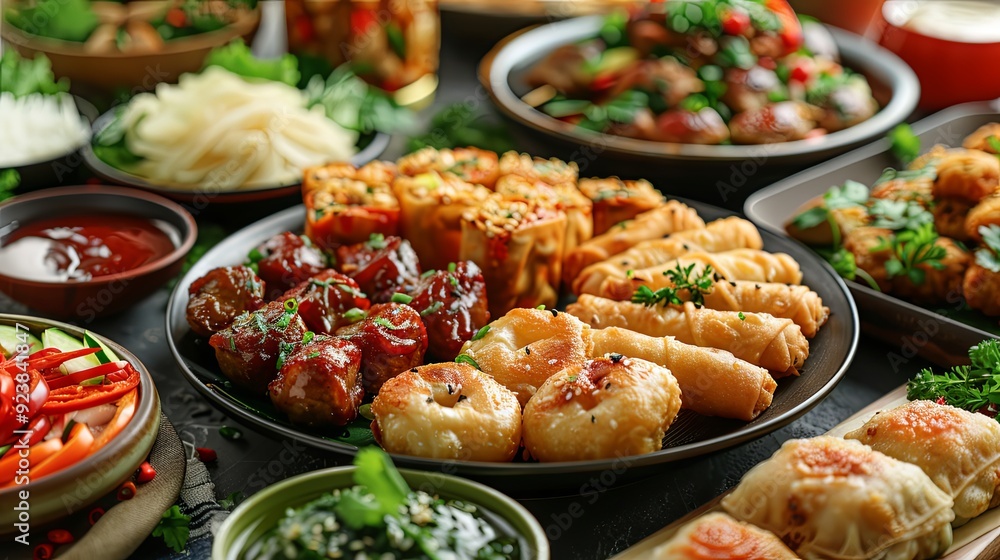 Tasty traditional assorted eastern cuisines dishes food menu