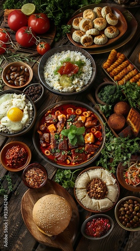 Tasty traditional assorted eastern cuisines dishes food menu