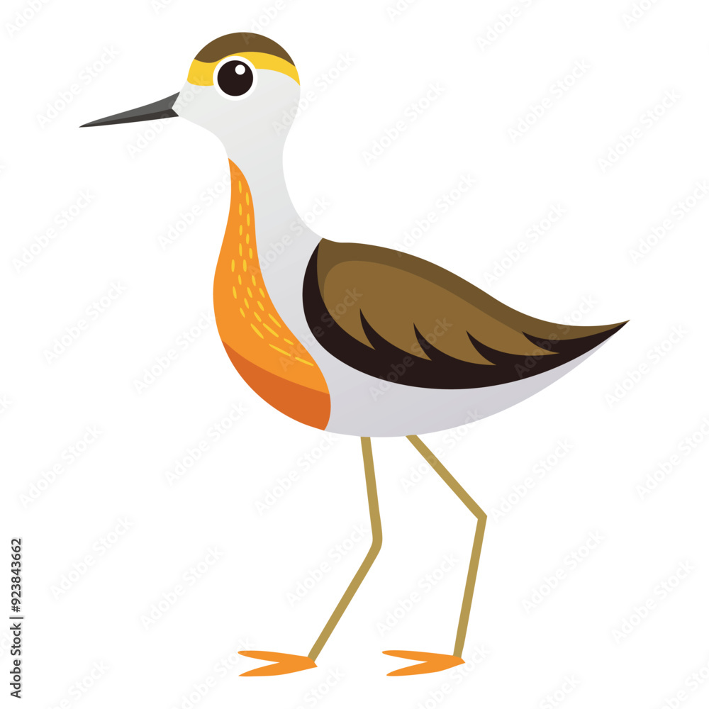 Illustration of Phalarope bird on white Illustration of Phalarope bird on white
