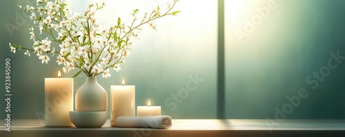 Wallpaper Mural Luxurious spa, massage table, candles, relaxing ambiance Torontodigital.ca