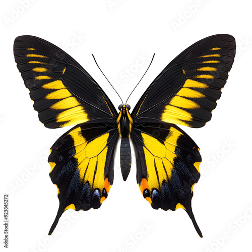 Vibrant and Detailed Ornithoptera Croesus Butterfly on Plain Background photo