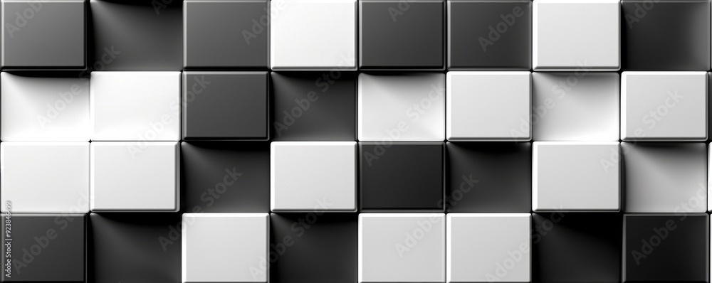Black and white square geometric pattern with shadows Black and white square geometric pattern with shadows