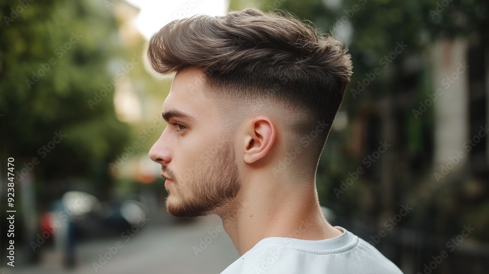 Fade Haircut for Sporty Young Man in Barbershop - Trendy and Modern Look Fade Haircut for Sporty Young Man in Barbershop - Trendy and Modern Look