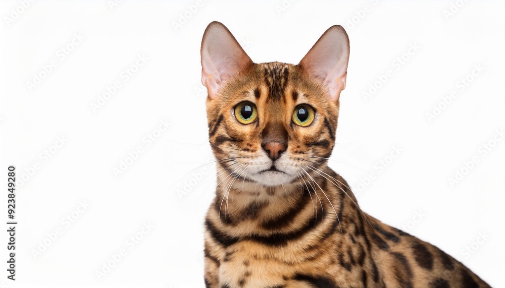 Fototapeta premium ベンガルのポートレート（Bengal cat portrait on white background） 