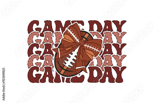Game Day Fall Football, Coquette Bow EPS T-shirt Design