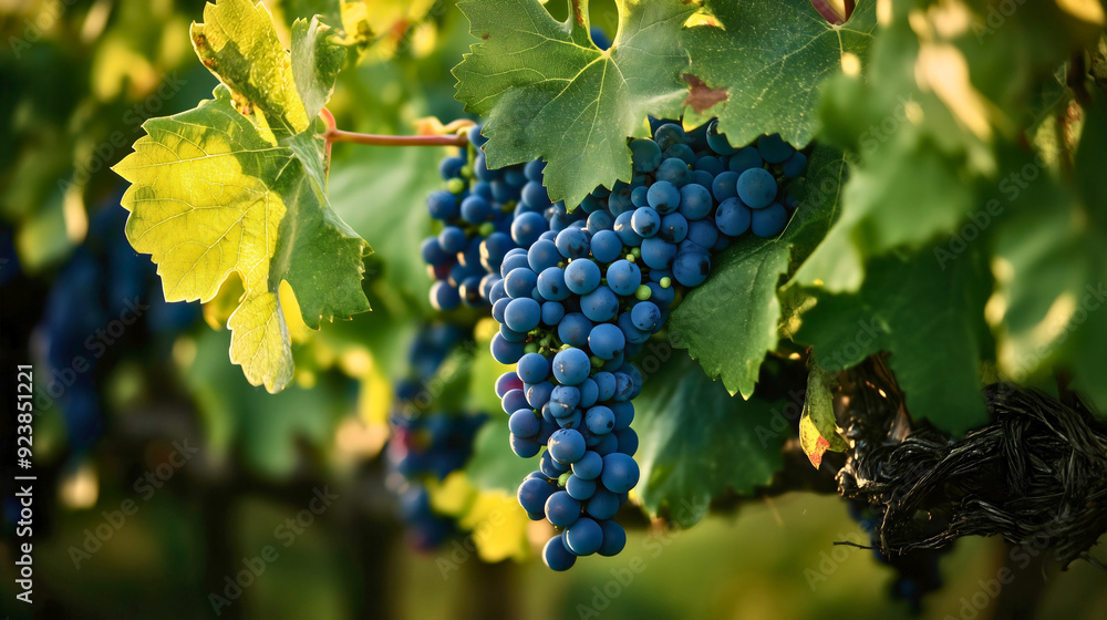 Fototapeta premium Vine grape leaf Fresh isolated grapes.