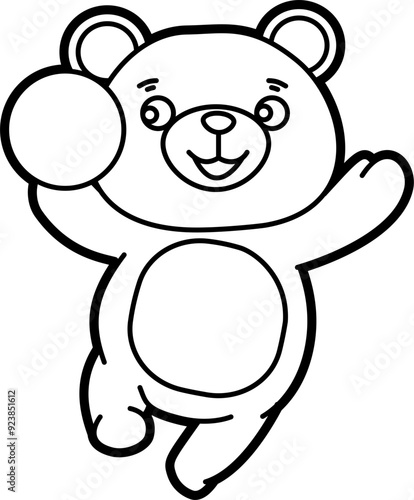 Cute bear coloring vector outline illustration
