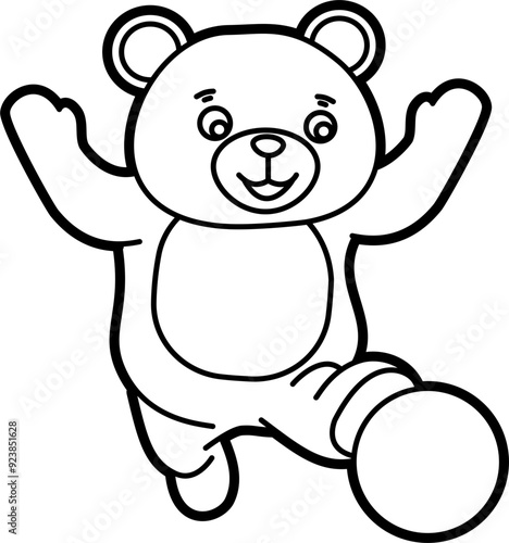 Cute bear coloring vector outline illustration