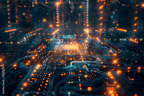 Quantum computing core glowing with energy intricate
