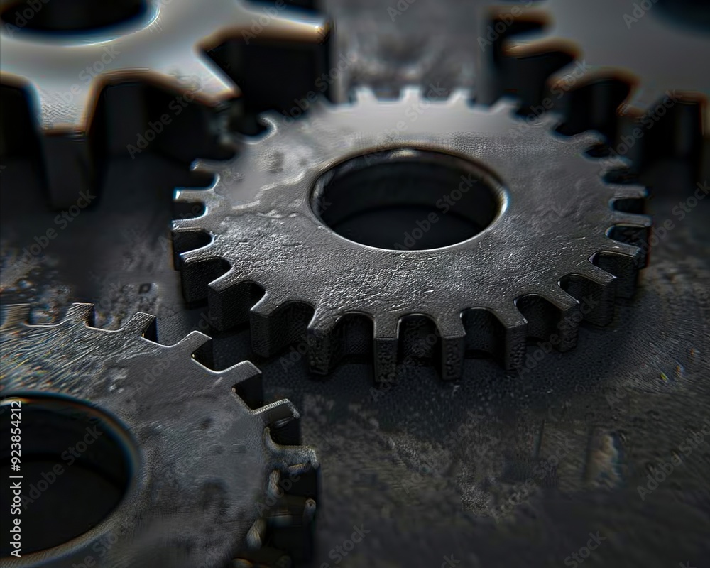 A close up of a bunch of metal gears on a metal surface A close up of a bunch of metal gears on a metal surface