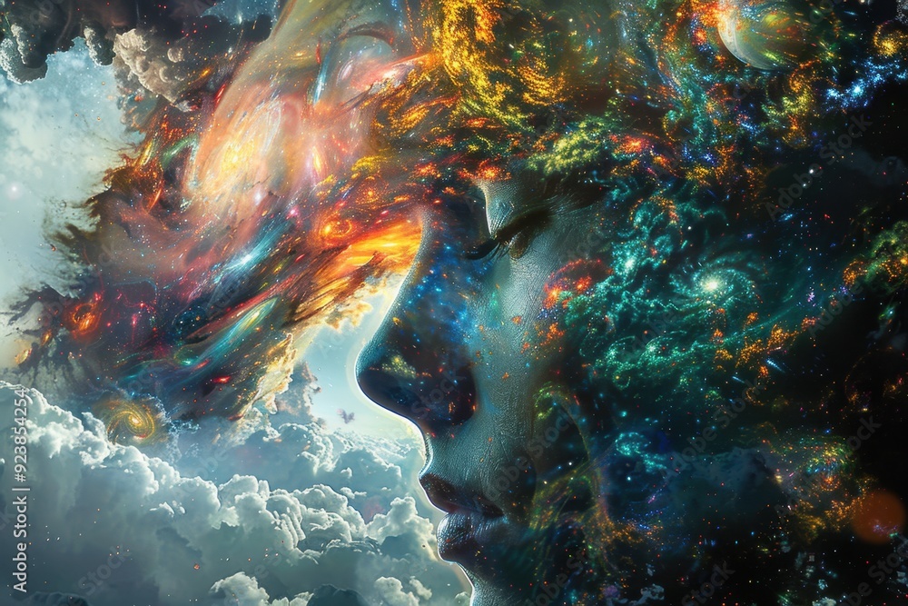 A Cosmic Portrait: A Human Face Composed of Galaxies and Nebulae A Cosmic Portrait: A Human Face Composed of Galaxies and Nebulae