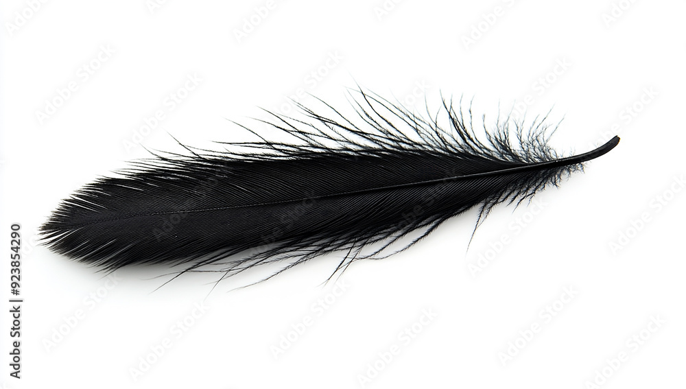 Black feather isolated on white background Black feather isolated on white background