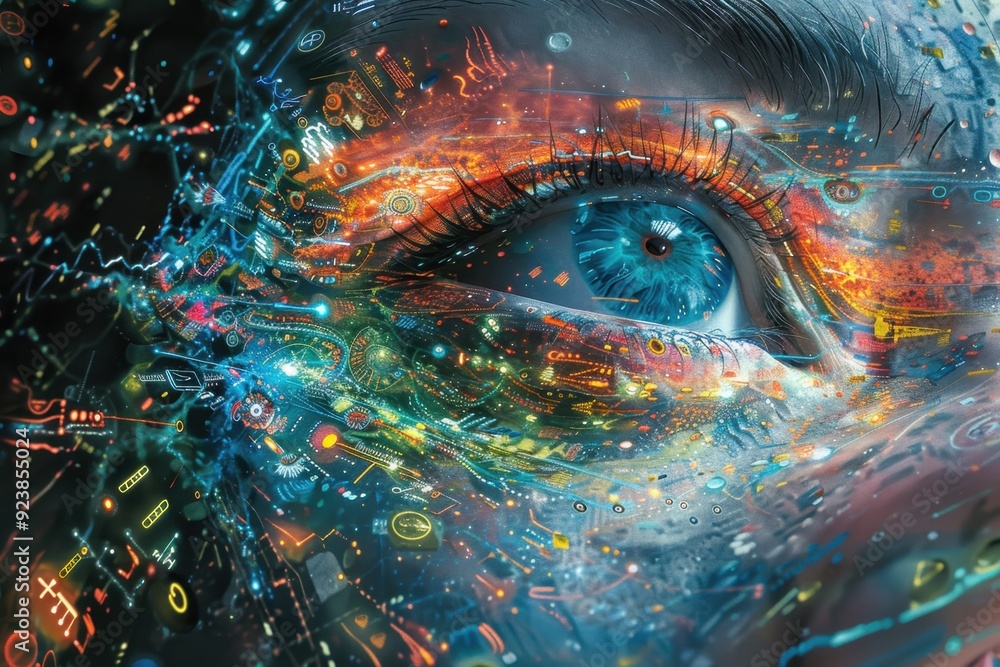 Abstract Human Eye with Digital Overlay Abstract Human Eye with Digital Overlay