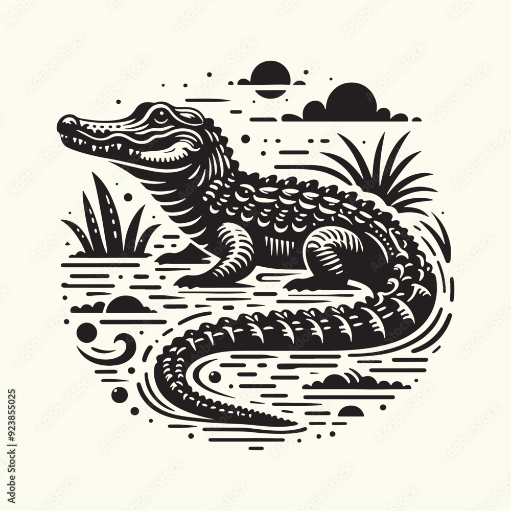 Alligator silhouette Vector Illustration Design Alligator silhouette Vector Illustration Design
