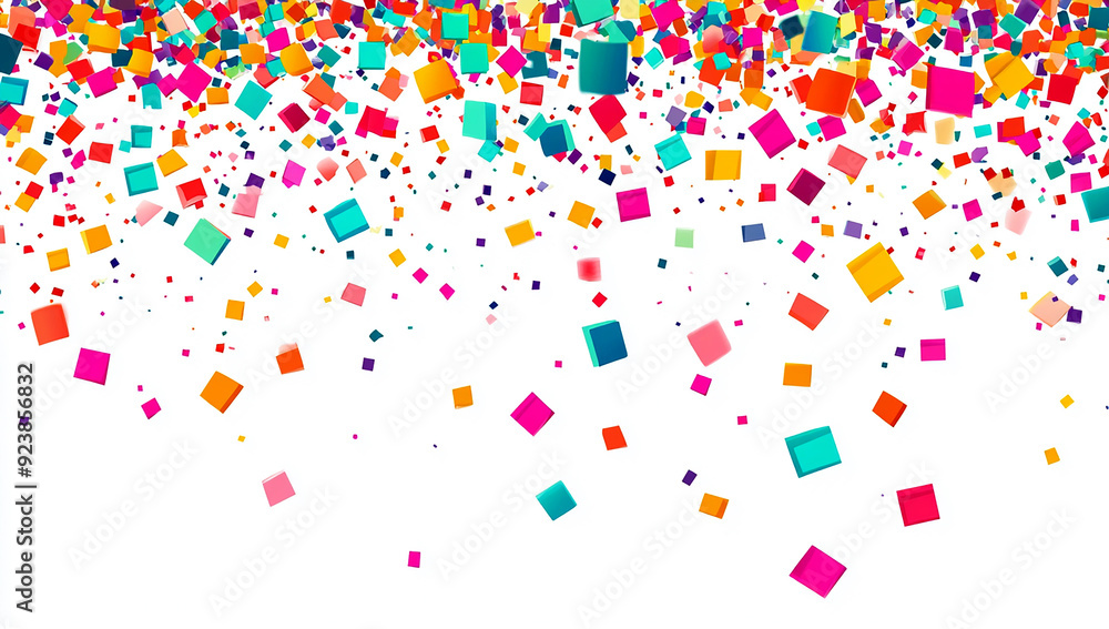 Obraz premium Colorful confetti falling on a white background