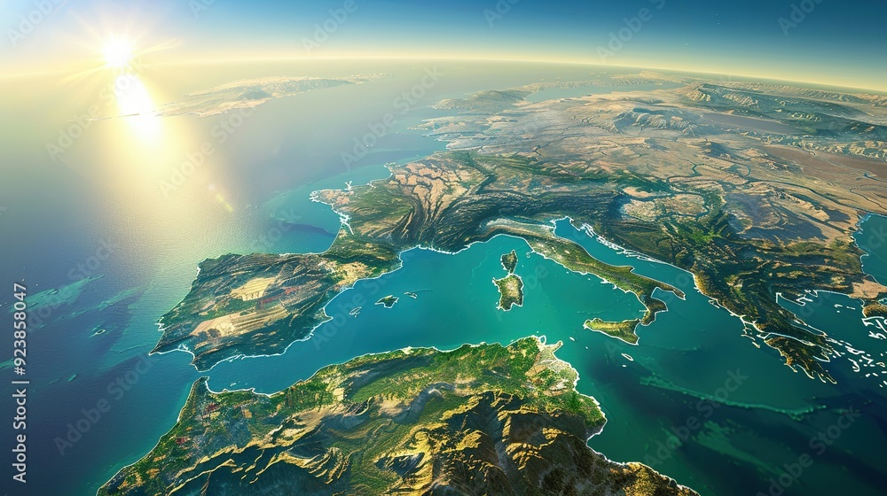 Physical Map Of Planet Earth Centered On The Mediterranean Sea 1000 F 923858047 UFpD01J61p79SPRE4CZcDGDftMnQQklL
