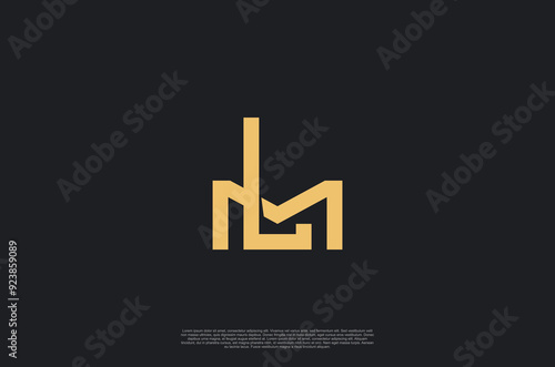 Initial letter ML, LM, overlapping interlock logo,monogram line art style