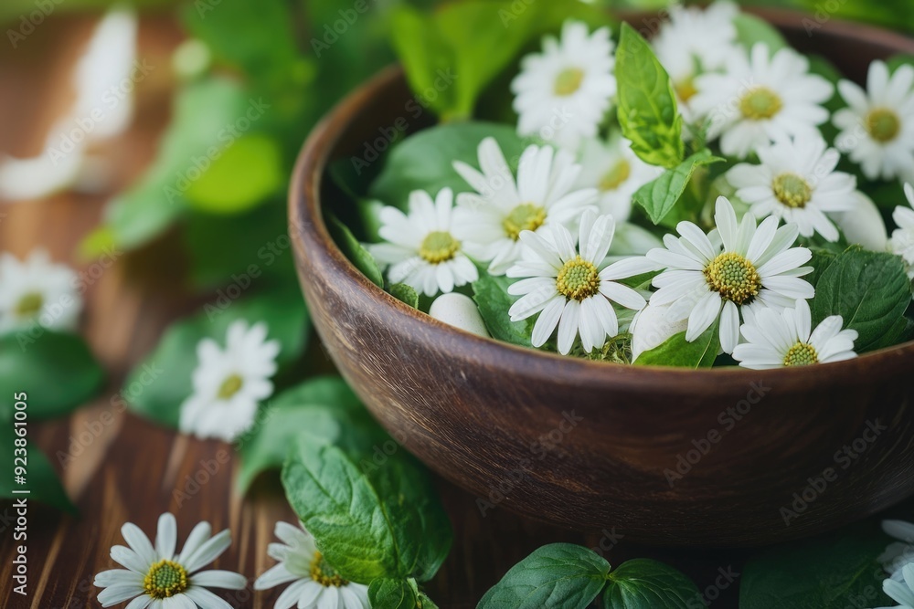 Herbal Pedicure Spa Treatment: Natural Care for Your Feet with Flower Background
