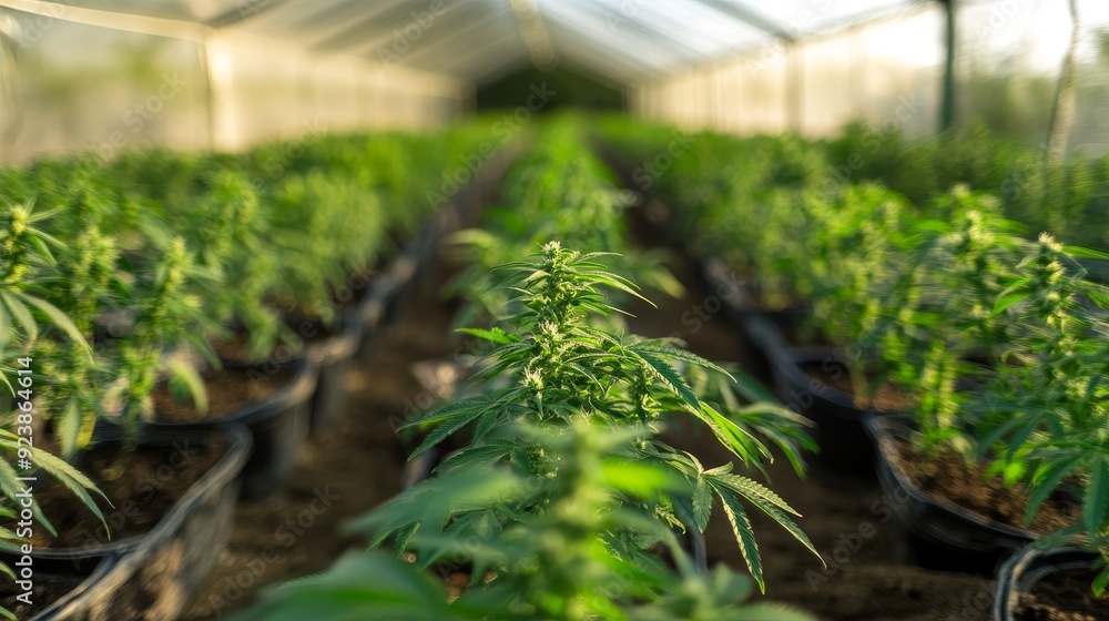 Cannabis Greenhouse Rows Of Thriving Marijuana Plants A Thriving cannabis-greenhouse-rows-of-thriving-marijuana-plants-a-thriving