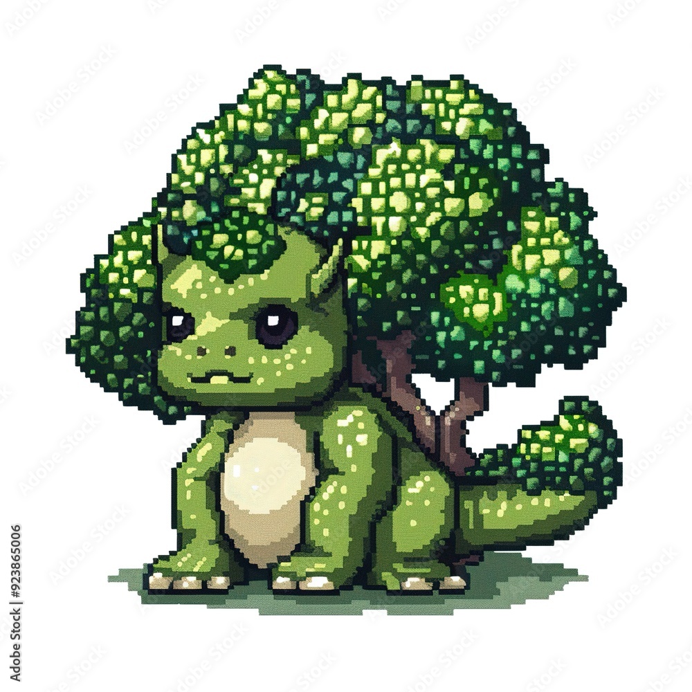 Fototapeta premium Broccoflower 8-bit fantasy animal cartoon isolated whitebackground