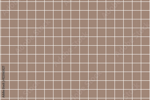 Brown chequered seamless background. Grid backdrop white lines. Autumn colours.