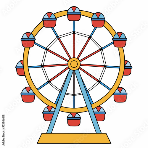 A drawing of a ferris wheel art vector illustration