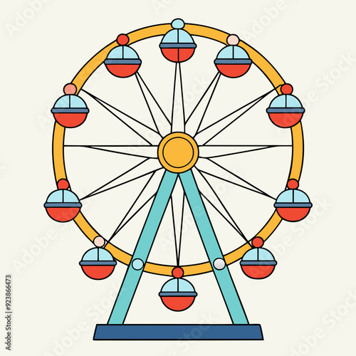 A drawing of a ferris wheel art vector illustration