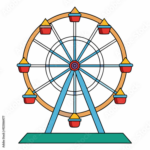 A drawing of a ferris wheel art vector illustration