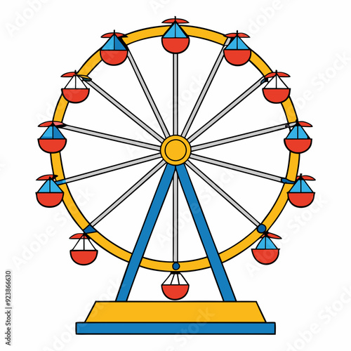 A drawing of a ferris wheel art vector illustration