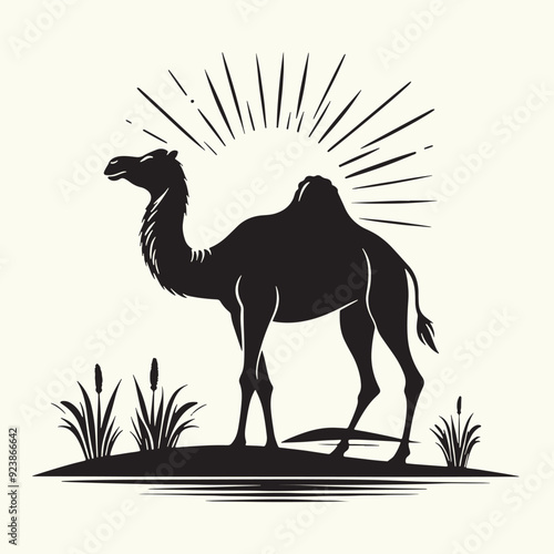 Arabian Camel silhouette Illustration Vector