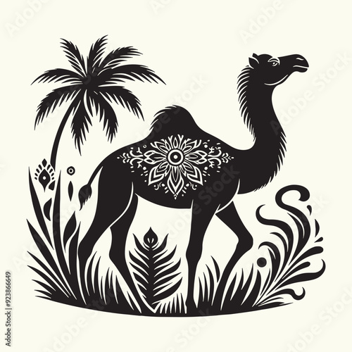 Arabian Camel silhouette Illustration Vector