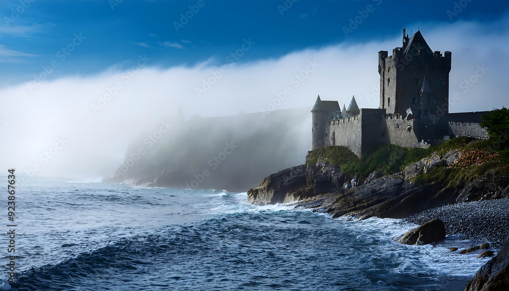 Ancient Castle Beside Ocean in Mist- A mysterious and atmospheric image of an ancient castl_1(68) Ancient Castle Beside Ocean in Mist- A mysterious and atmospheric image of an ancient castl_1(68)