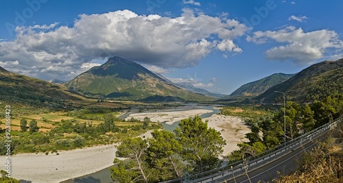 Vjosa river valley viewed from Tepelena