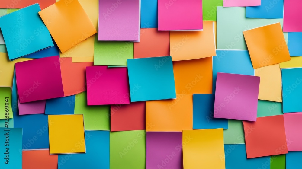 Vibrant sticky notes collage with various colors Vibrant sticky notes collage with various colors
