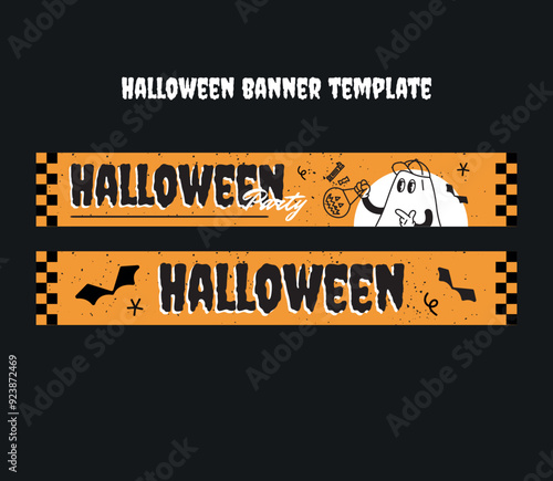 Banners ilustración vectorial Halloween en naranja y negro