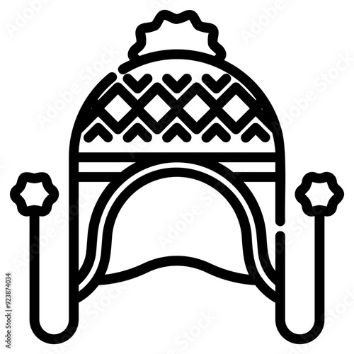 Chullo hat. vector single icon with a dashed line style. suitable for any purpose. for example: website design, mobile app design, logo, etc.