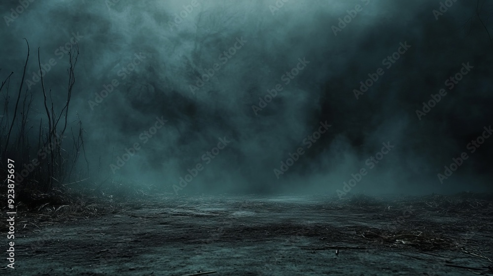 Mist In The Dark - Smoke On Gray floor - Halloween Background Mist In The Dark - Smoke On Gray floor - Halloween Background