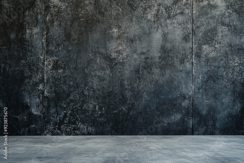 Dark and black horizontal empty cement wall studio wall and blank background banner for presented product, ai