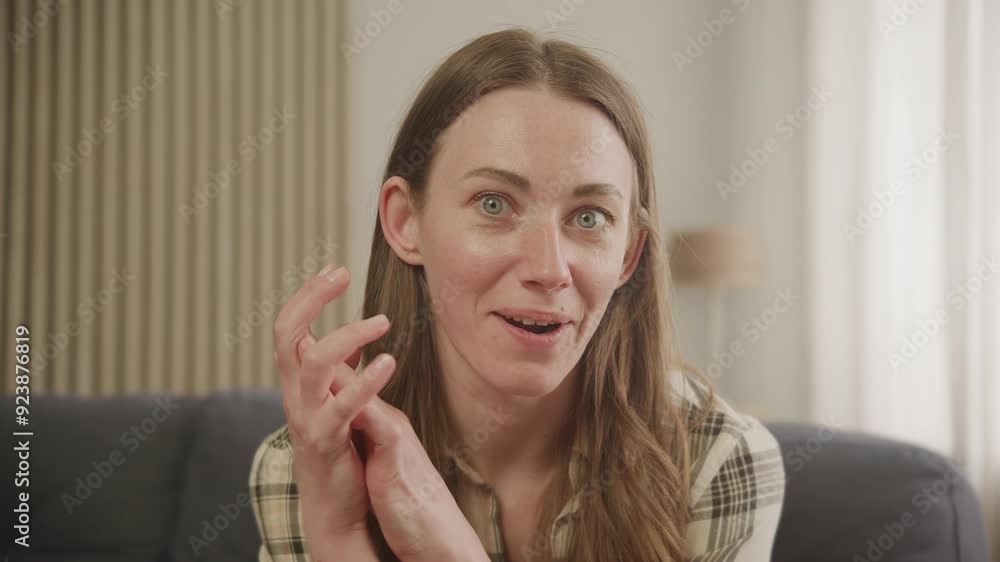 Woman Talking and Smiling at Camera Woman Talking and Smiling at Camera