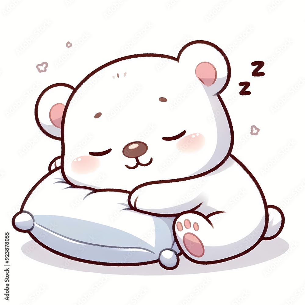 cute Polar bear sleeping on pillow cartoon vector icon illustration cute Polar bear sleeping on pillow cartoon vector icon illustration