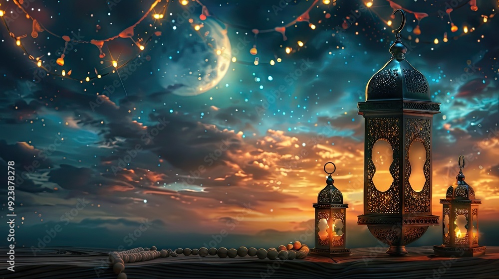 Ramadan Lanterns Under a Starry Night Ramadan Lanterns Under a Starry Night