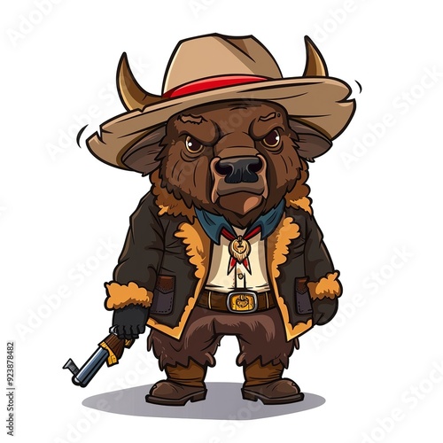 Buffalo Soldier Occupation fantasy animal cartoon isolated whitebackground photo