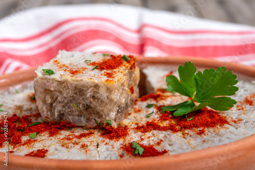 Dish of aspic made of pork